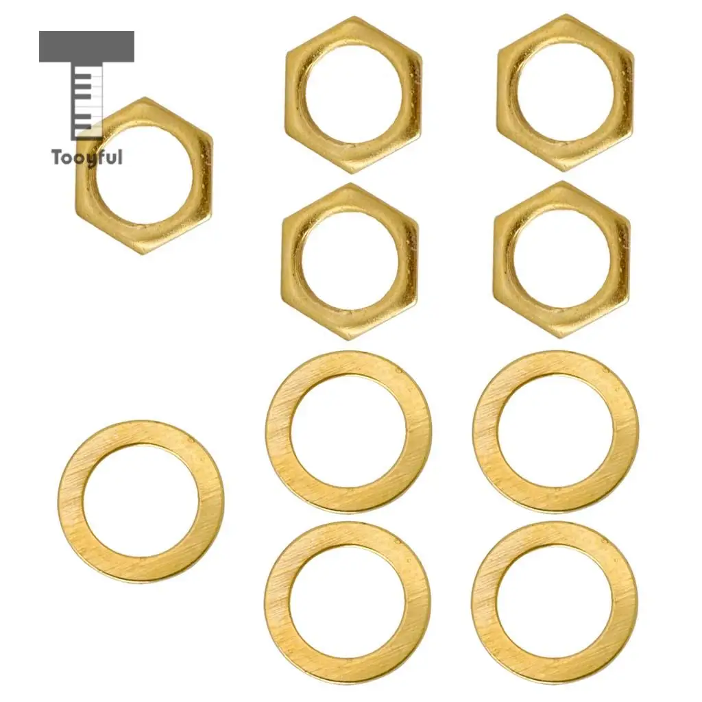 Tooyful 5 Pieces Iron Jack Socket Connector Nuts with Washers Set for Electric Guitar Bass Parts 9mm
