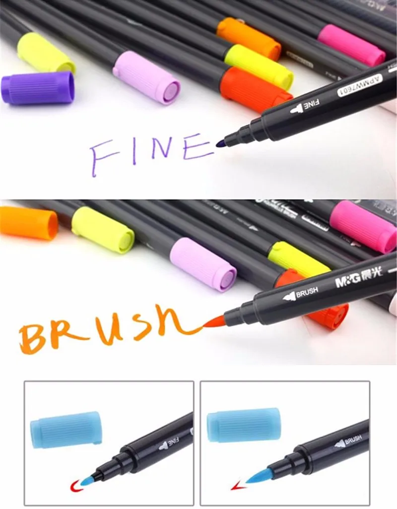 Marcadores de Arte Novo Cores Caneta Esboço Escrita Duplo Slider Óleo-baseado Marcador Arte Pintura Desenho Material Escolar 2020 24 3 2019 novo 24 cores marcadores de arte