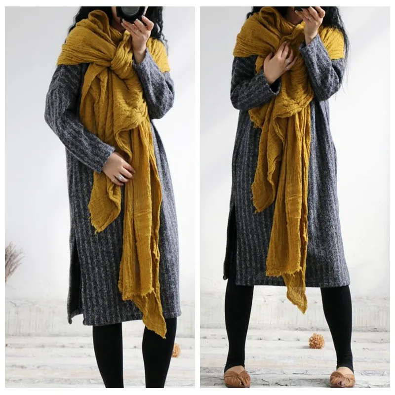 

YoYiKamomo Women dress big size 2017 autumn and winter new original long woolen casual loose robe women