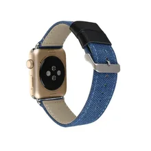 Полосы для Apple Watch 42 мм 38 мм высококлассный Роскошный кожаный тканевый джинсовый браслет для iwatch серии 3 2 1 ремешок