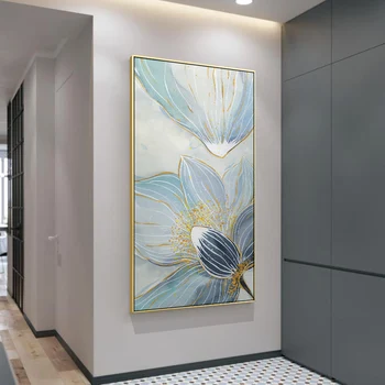 

New chinese style Creative Flower Canvas Painting poster Print unique Blue Lotus For Living Room Bedroom wall Picture home Decor