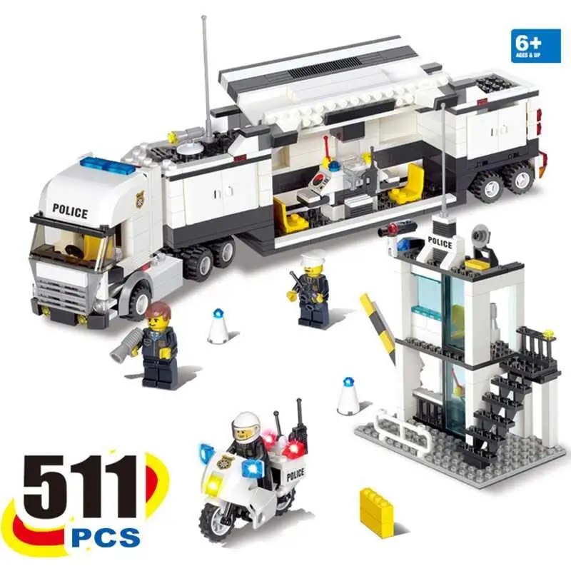

LOOMEN 511pcs christmas new Hot large 3D DIY building block sets enlighten brick toys Police command vehicle