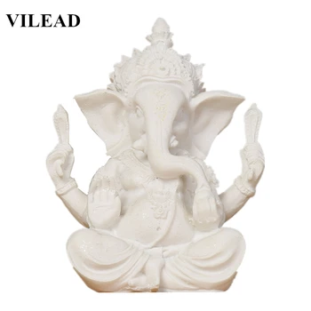 

VILEAD 8.2" Nature Sandstone White India Elephant God Statues Animal Crafts Feng Shui Ornament Gifts Home Decoration Accessories
