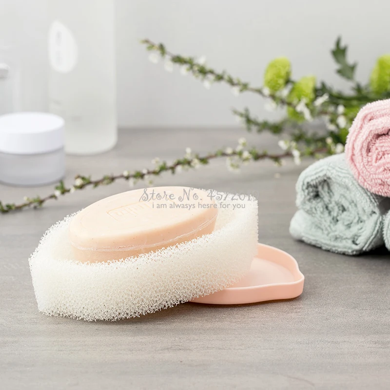 

Soap Case Lemon Fragrance Shower Dish Bathroom Accessories Box Tray Drain Holder with Bubble Sponge 3 Colors