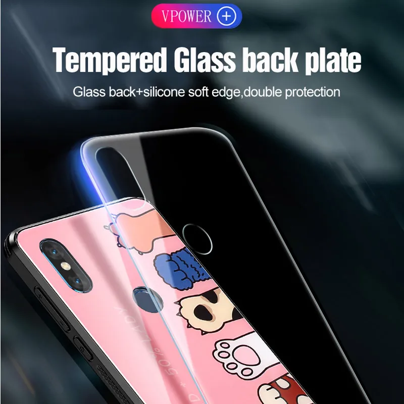 Vpower Sliding Glass Case for Xiaomi mi mix 3 Case Back Cover Silicone Soft Edge Coque Vpower for Xiaomi Mix 3 mix3 Cases