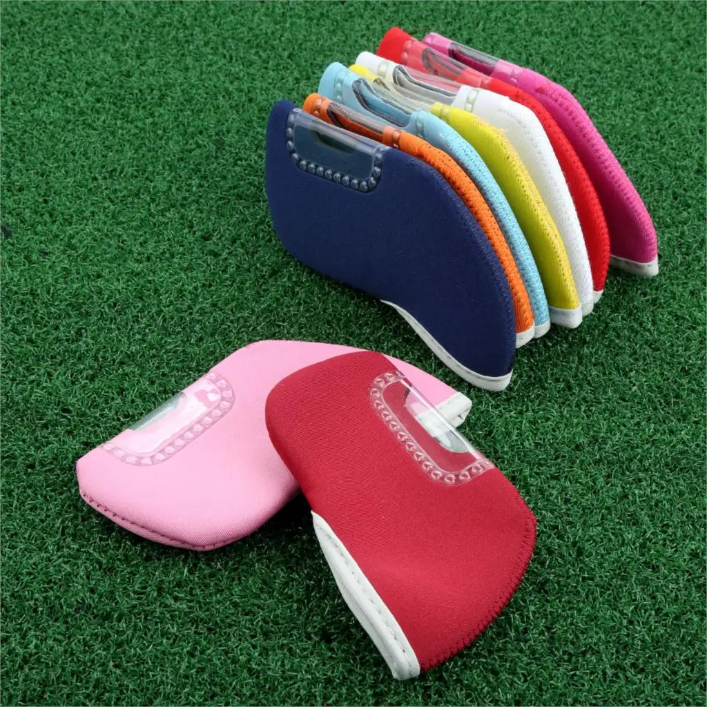 10 قطعة/المجموعة النيوبرين أغطية رأس نادي الغولف مع شفافة البلاستيك نافذة عرض للحديد رئيس واقية Headcovers 9-الألوان