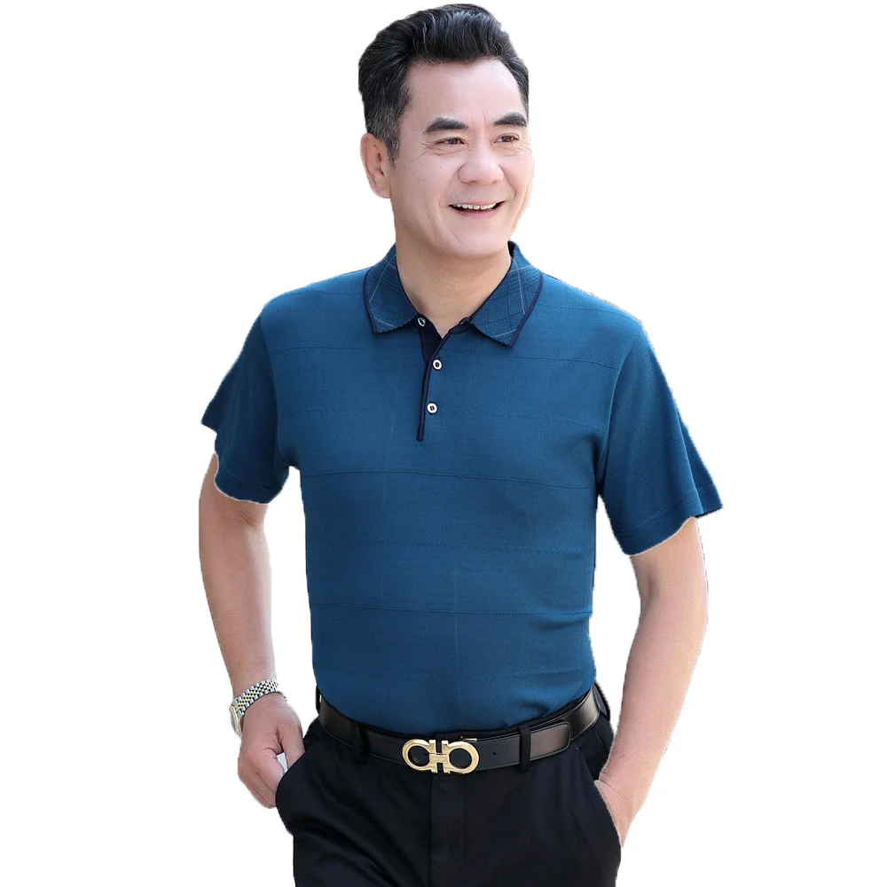 

Men Summer Tops Red Light Blue Turn Down Collar Short Sleeve Business Shirts Male Smart Casual Blouse For Mature Man Elegant Top