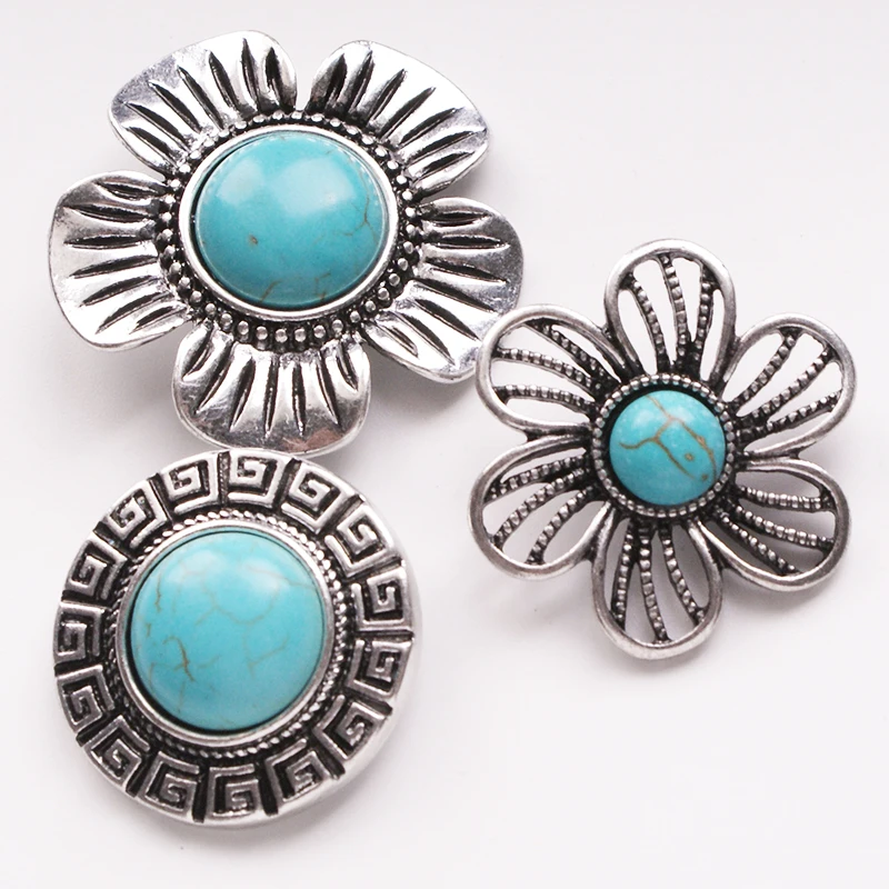

MF7206 stone classical flower Metal 18mm Snap button jewelry DIY bracelet