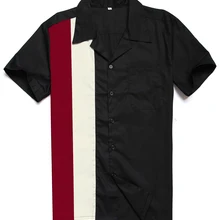 Новое поступление, повседневные рубашки в стиле рокабилли, мужские рубашки с коротким рукавом, Одежда большого размера, винтажная рубашка в стиле пэчворк, рок-н-ролл, черный цвет