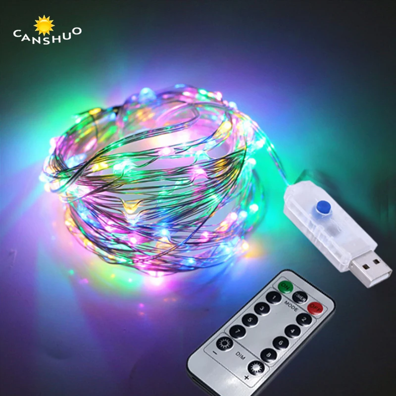 

USB 5V LED String 10M/5M Silver Copper Wire Fairy String Lights with 8mode Remote for Indoor Outdoor Christmas wedding decor