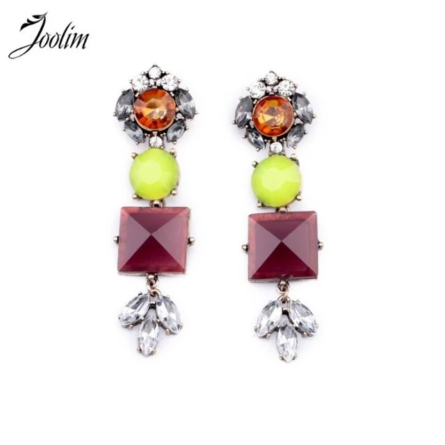 

JOOLIM Jewelry Wholesale/ New Square Glass & Resin Mixed Stud Earring Free Shipping
