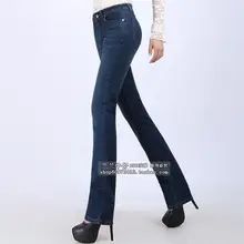 Осень, женские брюки, женские джинсы с высокой талией, женские прямые облегающие эластичные свободные джинсы размера плюс