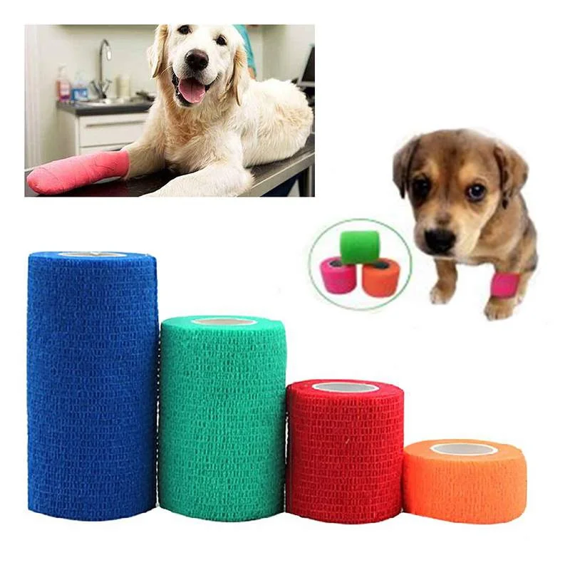 Pet Dogs Cats Care Bandage Wrap Animals Non woven Fabric Self Adhered
