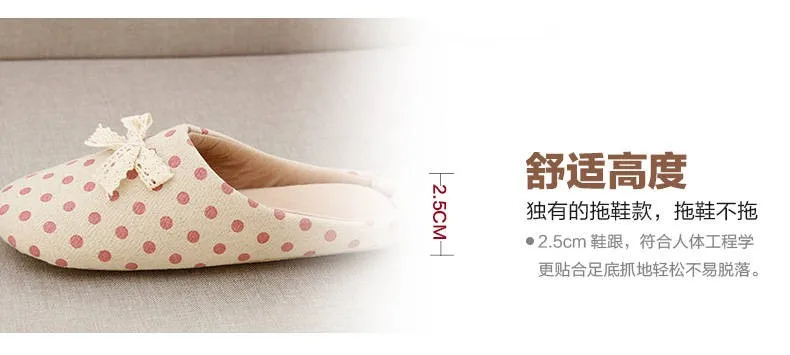 Simple household slippers fashion slippers, non slip slippers spring and autumn Children's home shoes Girls bow cotton slippers