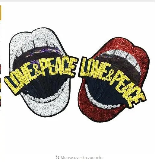 DZLarge Lips Patch for Clothes Fashion Paillettes Applique Sew/Iron on Embroidery Sequined Patches DIY Decoration Sticke | Дом и сад