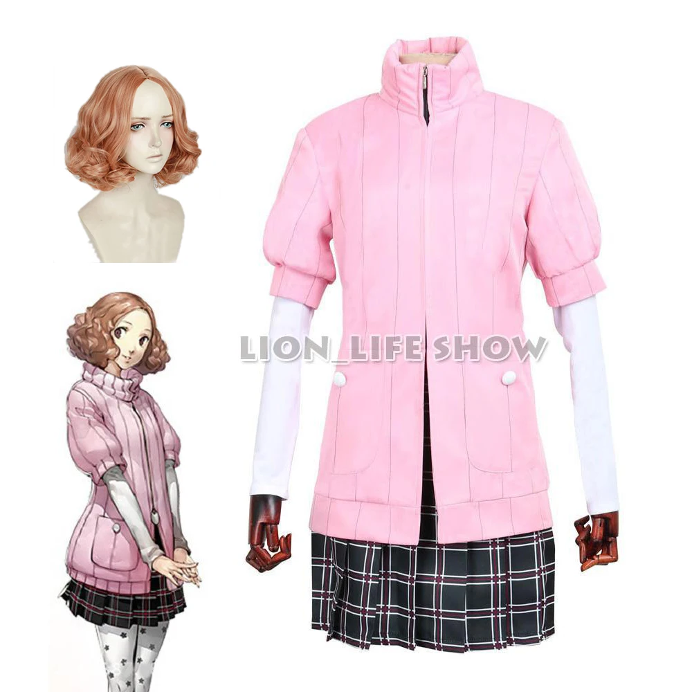 

P5 Persona 5 Haru Okumura Cosplay Costumes Outfit Women Girls Halloween Party Dress White Shirts Socks 4pcs Clothing Set