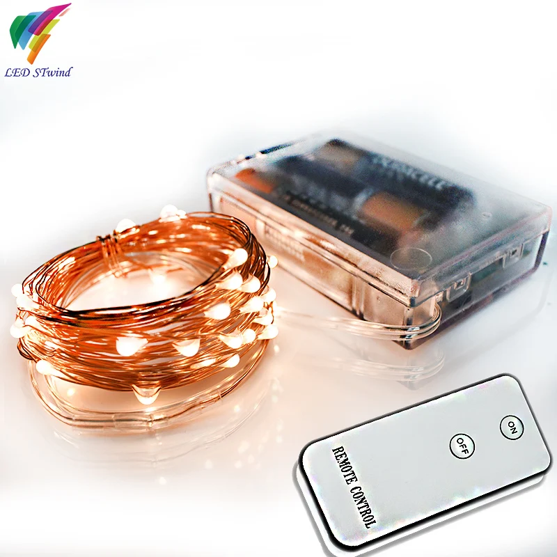 Remote Control 5M 50Led Mini Copper Wire String Lights lamp Decoration For Christmas Wedding ...
