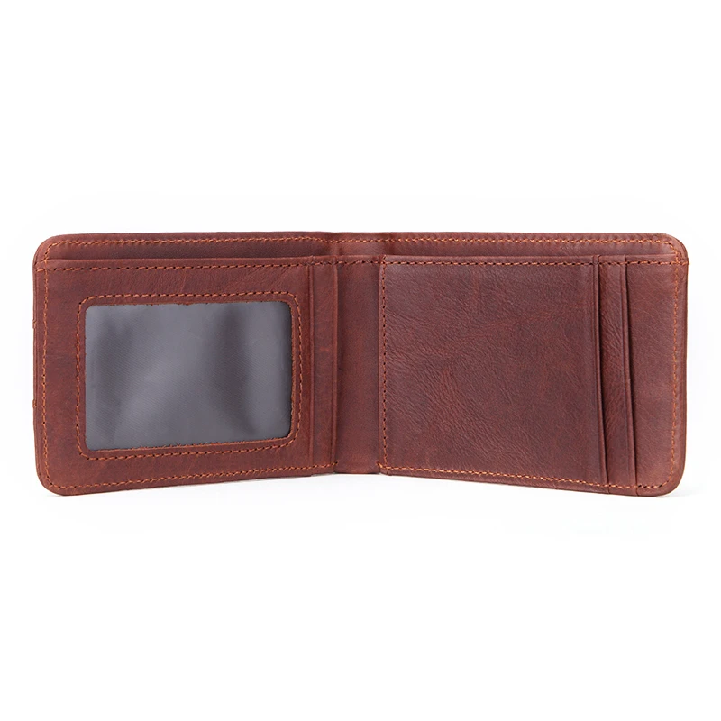 GENODERN Casual Small Wallet for Men Genuine Leather Male Slim Wallets Short Mini Wallet with Card Holder Pocket Purses