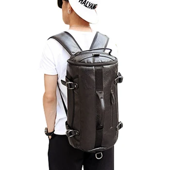 

ETONWEAG PU leather men's casual cylindrical large-capacity shoulder bag diagonal package 28 * 48 * 28cm black