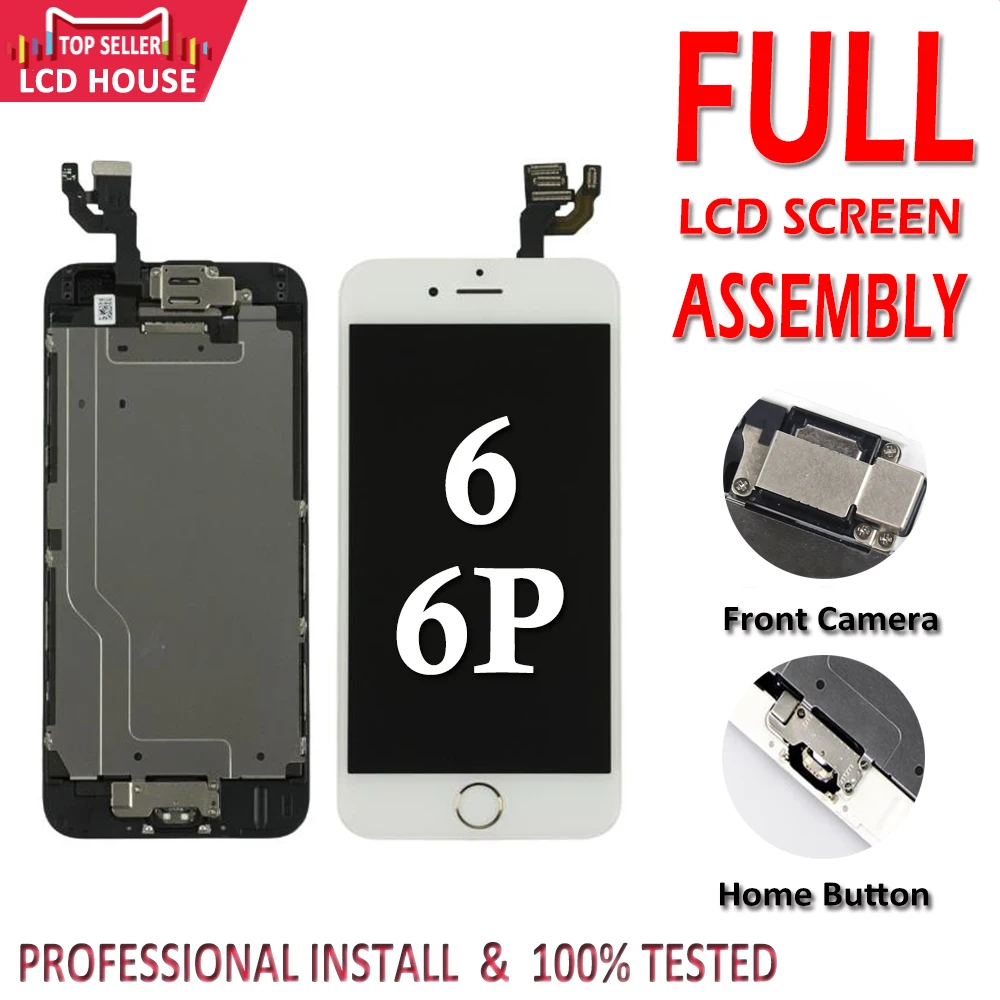 

Full Set LCD for iPhone 6G 6 Plus LCD with Home Button Front Camera Complete Assembly Display Touch Screen Digitizer Replacement
