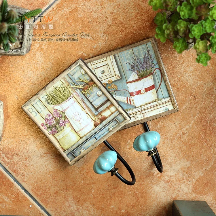 

Европейский деревообрабатывающий крючок в стиле кантри для украшения сада, крючки для пальто, декоративные настенные крючки в средиземноморском стиле