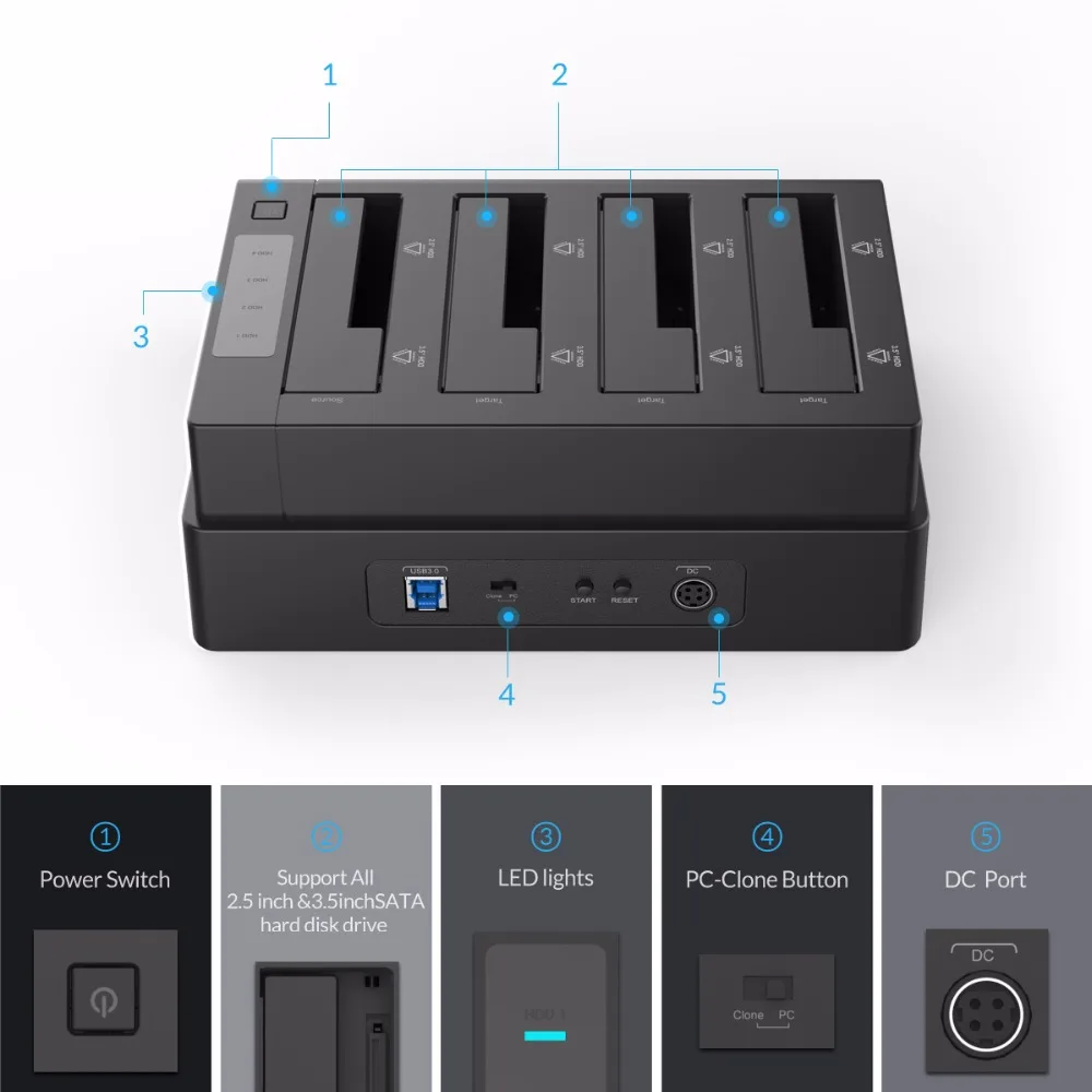 ORICO 4 Bay USB 3 0 SATA внешний жесткий диск Dock Off line Clone 2 5 & inch HDD док станция чехол клон|hdd