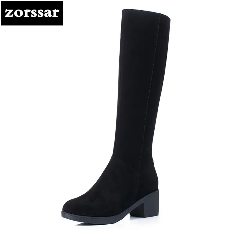 

{Zorssar} 2019 New Winter Warm plush Women Snow Boots Fashion Thigh High Boots cow Suede Women Over the knee boots High Heels