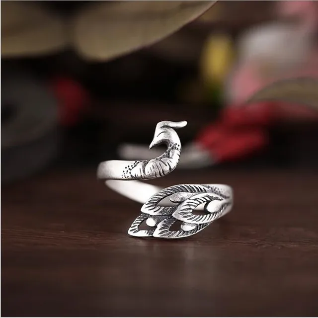 Retro 925 Sterling Silver Jewelry Thai Silver Personality Exquisite Peacock Wear Retro 925 Sterling Silver Jewelry Thai Silver Personality Exquisite Peacock Wear
