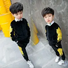 Детские костюмы новые весенне-осенние спортивные комплекты из 2 предметов для мальчиков детская одежда с золотыми бархатными крыльями для детей от 2 до 7 лет