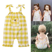 Новинка года; Лидер продаж; ползунки в клеточку для новорожденных девочек; комбинезон; комплекты летней модной повседневной одежды