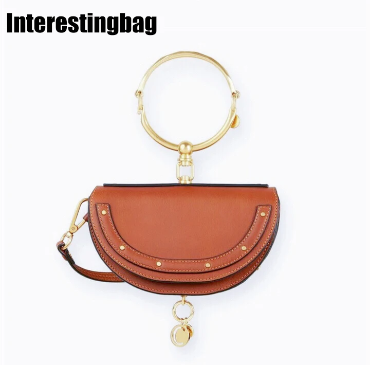 INTERESTINGBAG 2019 Luxury Handbags Women Bags Designer Leather Ring Half Moon Messenger Shoulder Bags Crossbody Bag For Women