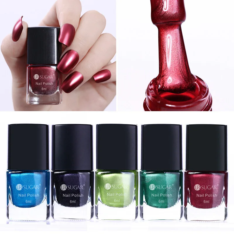 

UR SUGAR 6ml Metallic Nail Polish Gorgeous Mirror Effect Red Blue Green Shiny Metal Nail Polish Varnish 5 Colors For Manicure