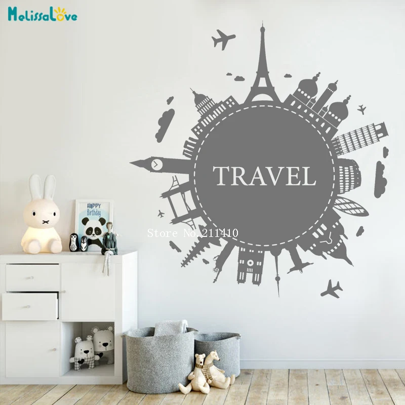 Travel Wall Sticker World Map Modern Look Easy Home Decoration For