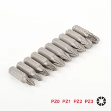 10 шт. 25 мм CR-V PZ Pozidriv биты 1/4 дюймов 6,35 мм шестигранный хвостовик PZ0 PZ1 PZ2 PZ3 противоскользящие электрические отвертки Набор бит