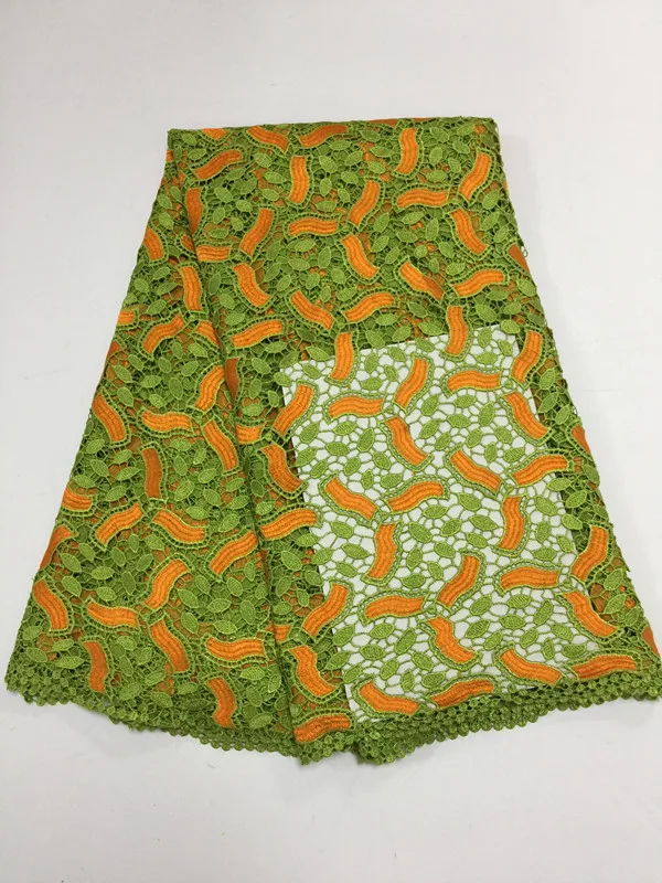 

High quality polyester nigerian wedding african lace fabric/ guipure cord lace fabric for party dress in Green color PL20511