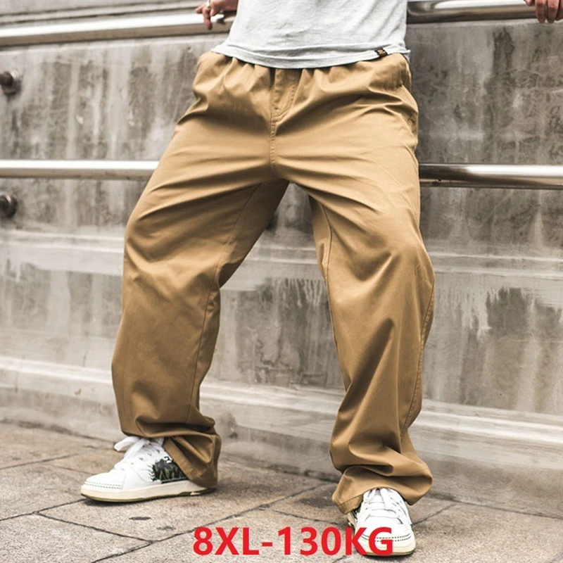 

Men safari pants autumn 8XL pocket military pants cargo out door casual large size big 6XL elasticity Stretch Straight trousers
