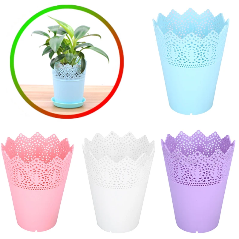 Lace Plant Vase Pot Plastic Storage Holder Flower Pots Office Economic 