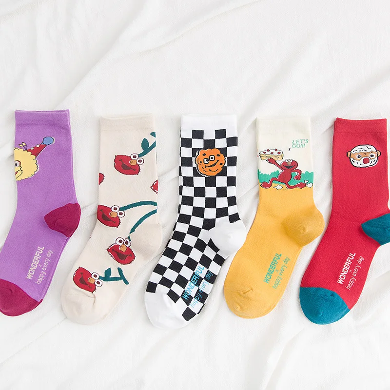 

Sesame Street cartoon cosplay socks Elmo Cookie Monster fashion novelty funny cute women sock autumn comfortable cotton socks
