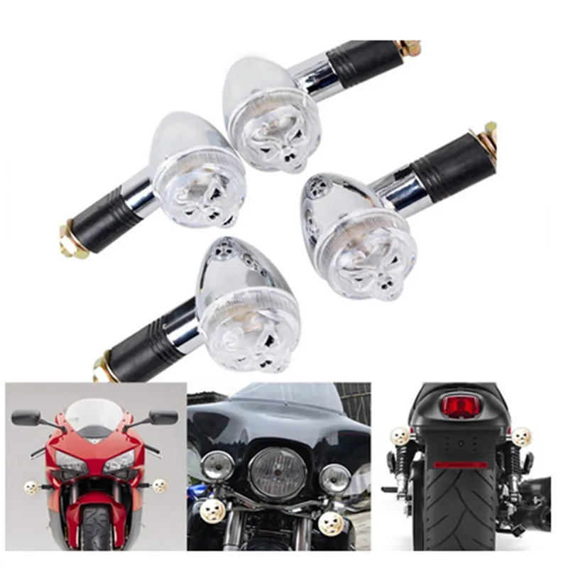 

Chrome Universal 12V Motorcycle LED Turn Signal Indicators Ghost Head Light Blinker Amber Flashing Lamp Motorcycle Accessories