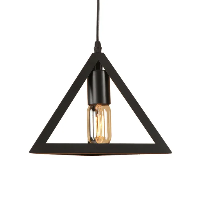 Loft Geometry Iron Black Pyramid Square Style Pendant Lamp Adjust Loft Geometry Iron Black Pyramid Square Style Pendant Lamp Adjust Cord E27 Led Hang Retro Lights For Living Room