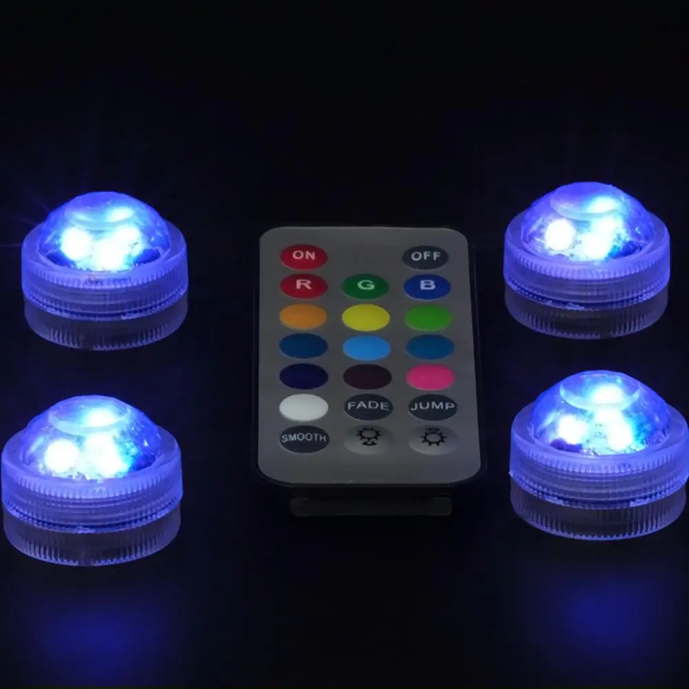 

3CM Waterproof Underwater Battery Submersible Led Tea Lights Candle Led Vases Base Light with Remote for Wedding Party Decor