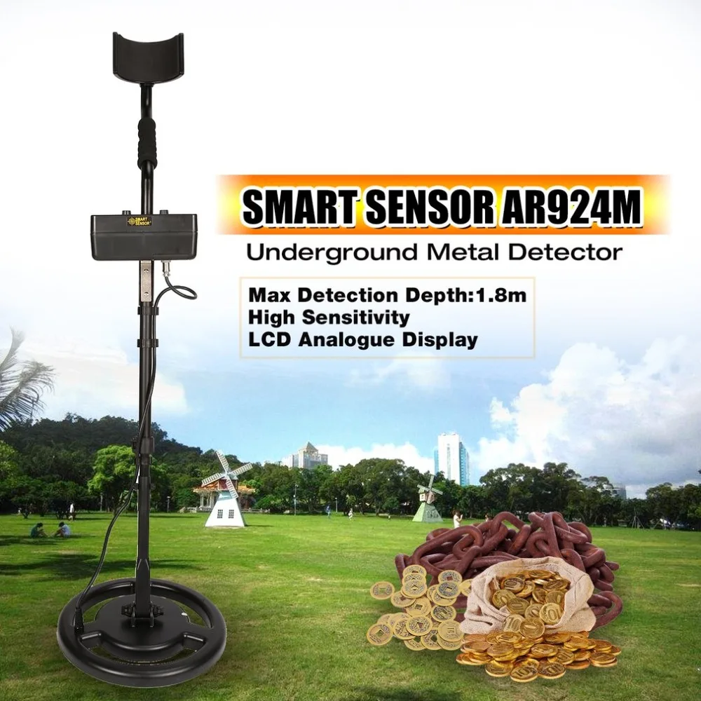 

SMART SENSOR AR924M Underground Metal Detector Adjustable Gold Silver Finder Treasure Tracker Seeker 1.8m Depth Professional
