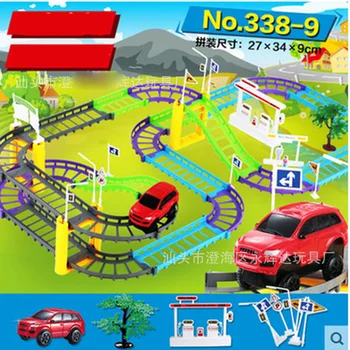 

Puzzle Electric City Fast Pass Track Car Set Small Train Diecast Magical Express Car Track Children's Toys Birthday Gift 338-9