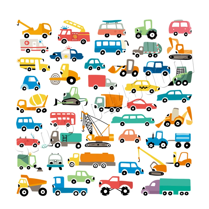 

Mini Cars Iron Patches Cartoon Heat Transfer New Design Badges DIY Accessory Washable Clothing Deco Stickers