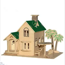 3D tridimensional de madeira tropical seaside villa modelo crianças ciência e educação technologye brinquedos criativos para crianças