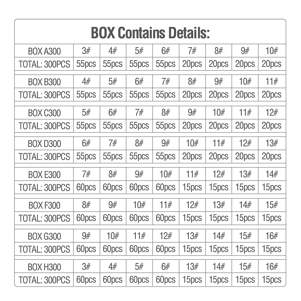 DONQL 300pcs/Box High Carbon Steel Fishing hooks Mixed Size Barbed jig hook Carp Fishing Jig Head for Fly fishing Accessories