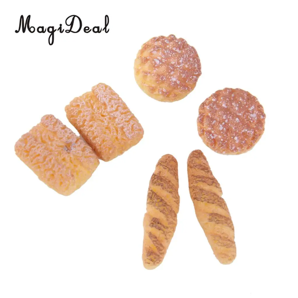 MagiDeal 6Pcs Resin Squishy Bread for 1/12 Dollhouse Miniature Acce for School Teaching Kids Pretend Role Play Kitchen Food Toy