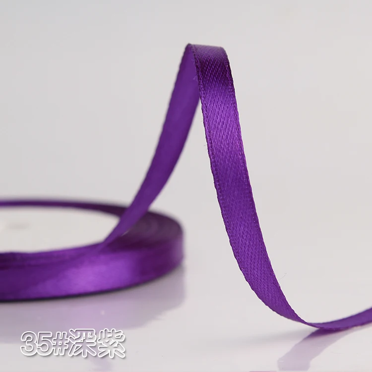 22 метра/рулон 6 мм шелковых атласных лент Свадебная декоративная подарочная упаковка аксессуары DIY ручной работы обратно в школу ленты - Цвет: Dark Purple