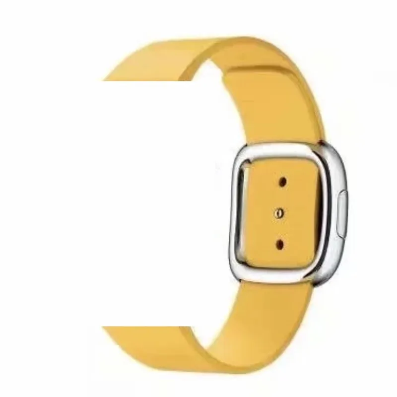 Сменный ремешок из натуральной кожи для Apple Watch, 4 ремешка, 44, 40, Современный браслет с пряжкой, ремешок для часов для i-Watch, серия 3, 2, 1, 38/42 - Цвет: yellow
