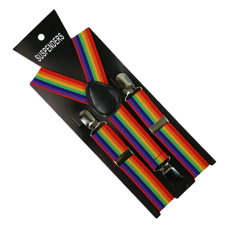 

HUOBAO Rainbow Print Suspenders Boys Girls Lovely Suspenders Clip-on Y-Back Braces Elastic Kids Suspenders Gift